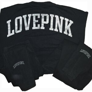 Victoria Secret PINK Shine Varsity Glitter Top/Legging Black - XS